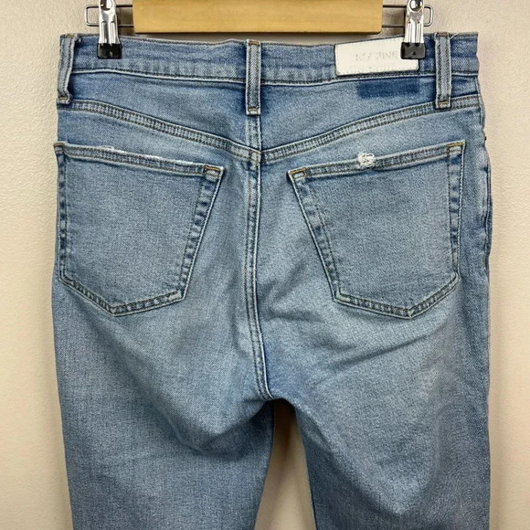 Redone High Rise Crop Straight Jeans Size 28 Light Wash Blue Denim Ankle - Picture 10 of 14
